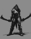  2016 bayard_wu breasts cleavage clothed clothing female humanoid melee_weapon orc solo sword weapon 