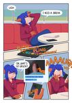  2016 anthro beige_skin blue_hair censored clothed clothing comic detailed_background dialogue digital_media_(artwork) english_text eyes_closed female first_person_view fish fully_clothed hair hand_on_head hi_res holding_object hoodie humanoid_hands inside marine mosaic_censorship multicolored_skin onomatopoeia open_mouth orange_skin penis phone shark sharp_teeth shocked shortwings sitting solo sound_effects speech_bubble table teeth text texting two_tone_skin wide_eyed 
