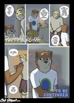  anthro blush canine chris_(meesh) clothing comic cougar dialogue digital_media_(artwork) dog duo english_text eyewear feline fur glasses hand_in_pants john_(meesh) little_buddy male mammal meesh muscular tagme text 