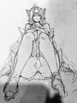  1girl ass breasts female huge_ass kos-mos large_breasts legs long_hair looking_at_viewer monochrome negresco pantyshot photo simple_background sitting sketch solo xenosaga 