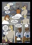  anthro canine chris_(meesh) clothing comic cougar dialogue digital_media_(artwork) dog duo english_text eyewear feline fur glasses john_(meesh) little_buddy male mammal meesh muscular tagme text 