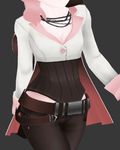  3d animated animated_gif bouncing_breasts breasts brown_hair cleavage head_out_of_frame hips jewelry multicolored_hair necklace neo_(rwby) pink_hair rwby solo swaying walking 