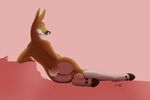  anthro breasts butt c4camel cervine deer eyes_closed female lying mammal on_side simple_background smile solo wide_hips 