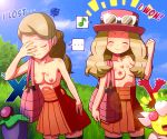  2girls blonde_hair blue_eyes creatures_(company) game_freak multiple_girls nintendo nipples pokemon pokemon_(game) pokemon_xy rorretsim serena_(pokemon) topless 