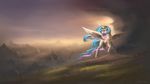  day equine feathers female friendship_is_magic fur grass hair hi_res hooves horn looking_back mammal multicolored_hair my_little_pony outside princess_celestia_(mlp) purple_eyes shamanguli sky solo white_fur winged_unicorn wings 