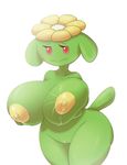  anthro areola breasts elfdrago eyelashes female flora_fauna flower lactating looking_at_viewer nintendo nipples nude plant pok&eacute;mon pussy red_eyes simple_background skiploom solo video_games white_background 