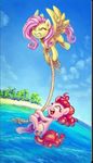  beach cutie_mark duo earth_pony equine feathered_wings feathers female feral fluttershy_(mlp) friendship_is_magic fur hair horse long_hair mammal my_little_pony outside pegasus pink_hair pinkie_pie_(mlp) pony rope seaside sky smile water wings yellow_feathers 