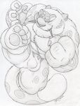  action_pose animal_genitalia anthro balls dudebulge fangs feline fully_sheathed greyscale kick kung_fu_panda leopard male mammal monochrome muscular nude pawpads pencil_(artwork) sheath signature snow_leopard solo tai_lung traditional_media_(artwork) whiskers 