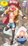  1girl blonde_hair blue_eyes creatures_(company) game_freak nintendo nipples pokemon pokemon_(game) pokemon_xy rain rorretsim serena_(pokemon) 