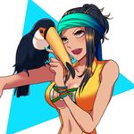  bird bracelet breasts coco_(kof) commentary_request earrings headband jewelry large_breasts nail_polish nbtkm protected_link the_king_of_fighters the_king_of_fighters_xiv toucan zarina 