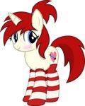 alpha_channel blue_eyes clothing equine fan_character female feral freckles hair horn legwear mammal my_little_pony nxzc88 red_hair silver_draw smile solo stockings unicorn 