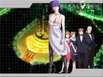  3girls artist_request bag batou breasts brown_hair cleavage dress elbow_gloves formal fur ghost_in_the_shell ghost_in_the_shell_stand_alone_complex gloves handbag high_heels jewelry kusanagi_motoko large_breasts multiple_boys multiple_girls necklace operator_(ghost_in_the_shell) pantyhose ponytail purple_hair shoes short_hair suit togusa tuxedo wallpaper white_hair 