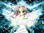  bare_shoulders blue_eyes collarbone copyright_name daisy dress flower frills full_moon_wo_sagashite garters grey_hair hair_ribbon hair_spread_out jewelry kouyama_mitsuki light_smile long_hair looking_at_viewer mooling89 necklace official_art pearl pendant puffy_short_sleeves puffy_sleeves ribbon shell short_sleeves solo tanemura_arina thighhighs third-party_edit upper_body very_long_hair wallpaper water white_dress white_legwear 