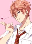  1boy free! male_focus pink_hair purple_eyes shigino_kisumi shouno_kotarou wink 