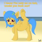  animal_genitalia blue_hair cub english_text equine fan_character female friendship_is_magic grinch_(artist) hair horse legs_up lymle_dragonfly mammal my_little_pony pegasus pony pussy ribbons teats text wing_boner wings young 