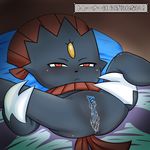  anus bed blush eyelashes female japanese_text nintendo pillow pok&eacute;mon pussy pussy_juice red_eyes solo text translation_request video_games weavile ゾンビ爆誕 