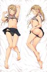  animal_print arm_behind_head arm_pillow armpits arms_up ass bangs bare_arms bare_legs barefoot bed_sheet black_eyes black_panties black_skirt blonde_hair blush breasts cameltoe dagashi_kashi dakimakura ear_piercing earrings embarrassed endou_saya eyelashes fang feet full_body grey_shirt hair_ornament hairclip hand_under_clothes hand_under_shirt hand_up jewelry knees_together_feet_apart leopard_print lifted_by_self long_hair looking_at_viewer looking_away lying miniskirt multiple_views nape navel_piercing nipples no_bra on_back on_side open_mouth panties panty_pull piercing pleated_skirt pochi_(pochi-goya) ribs shirt shirt_lift skirt skirt_lift sleeveless small_breasts soles strap_slip sweat swept_bangs tank_top thigh_gap toes undershirt underwear 