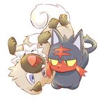  artist_request litten no_background no_humans pokemon pokemon_(game) pokemon_sm rockruff simple_background tagme white_background 