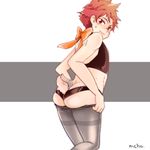  1boy ass bunny_tail butt_crack crossdressing high_speed! male_focus mamechuu pantyhose red_hair shiina_asahi 