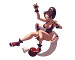  animated animated_gif bare_legs breasts brown_hair cleavage falling high_ponytail japanese_clothes king_of_fighters king_of_fighters_xiii large_breasts long_hair midair ninja no_bra pelvic_curtain pixel_art ponytail revealing_clothes shiranui_mai sideboob tabi 