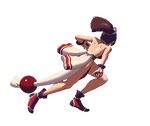  animated animated_gif back bare_legs breasts brown_hair cleavage high_ponytail japanese_clothes king_of_fighters king_of_fighters_xiii large_breasts long_hair ninja no_bra pelvic_curtain pixel_art ponytail revealing_clothes shiranui_mai sideboob tabi 