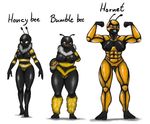  abs antennae anthro armor arthropod bee biceps big_breasts breasts bumble_bee eating female hair hi_res honey_bee hornet insect muscular nipples nude nukenugget pussy smile wasp 