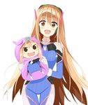  :d adapted_costume blush bodysuit brown_eyes brown_hair chibi controller cosplay cowboy_shot d.va_(gremlin) d.va_(overwatch) d.va_(overwatch)_(cosplay) doma_umaru dual_persona game_controller gamepad gloves grapesoda groin hair_between_eyes hamster_costume head_tilt highres himouto!_umaru-chan holding komaru long_hair looking_at_viewer open_mouth overwatch smile thigh_gap v-shaped_eyebrows very_long_hair white_background white_gloves 