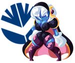  alpha_channel blue_skin breasts clothing crossgender female frostedwarlock gloves hair humanoid kirby_(series) meta_knight nintendo solo video_games white_eyes white_hair wide_hips 