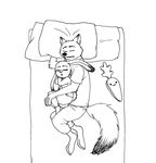  anthro bed bernielover canine clothed clothing disney duo female fox fur hi_res judy_hopps lagomorph lying male mammal nick_wilde on_bed pillow rabbit simple_background sleeping toy_carrot white_background zootopia 