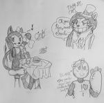  ! &lt;3 animatronic anthro beverage blank_(fnac) bow bow_tie burger cat cindy_(fnac) cute dialogue english_text feline female five_nights_at_candy&#039;s flower food ghost_(artist) grin group hat machine mammal plant retro robot scribblenetty_(character) smile soda speech_bubble table text toony 