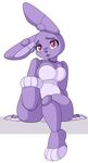  animatronic bonnie_(fnaf) breasts crossgender female five_nights_at_freddy&#039;s lagomorph machine mammal mizumew open_mouth purple_eyes rabbit robot sitting solo video_games 