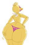  animatronic avian beak bib big_butt bird butt chicken clothing english_text eyelashes eyes_closed female five_nights_at_freddy&#039;s five_nights_at_freddy&#039;s_2 hand_on_hip huge_butt machine mizumew panties robot smile text toy_chica_(fnaf) underwear video_games 