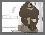  bear changing_room clothing eto1212 feet fundoshi human japanese_clothing legwear locker_room male mammal nipples obese overweight slightly_chubby socks sweat underwear 