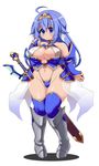  1girl animated animated_gif armor bikini_armor blue_eyes blue_hair boots breasts bridal_gauntlets long_hair princess_knight solo sword tiara weapon 