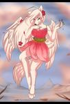  2016 anthro breasts canine clothed clothing day female fur hair mammal purrchinyan smile white_fur wings wolf 