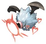  closed_eyes fang flying full_body gen_5_pokemon heart no_humans pearl7 pokemon pokemon_(creature) simple_background solo white_background woobat 