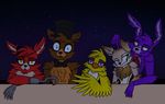  animatronic anthro avian bear bird bonnie_(fnaf) canine chica_(fnaf) chicken digital_media_(artwork) eye_patch eyewear fan_character five_nights_at_freddy&#039;s fox foxy_(fnaf) freddy_(fnaf) hook lagomorph machine male mammal rabbit robot video_games 