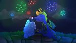  absurd_res caprine detailed_background dragon female feral fireworks hi_res kissing male male/female mammal marsminer night sheep spyro spyro_the_dragon video_games 