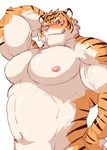  biceps blush feline male mammal manya musclegut muscular nipples nude pecs solo tiger 