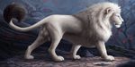  2016 anatomically_correct anchee animal_genitalia anus backsack balls big_balls blue_eyes butt detailed_background feline feral fluffy fur huge_balls huge_sheath lion mammal mane perineum quadruped rakeesh sheath side_view solo white_fur white_lion 