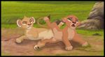  2016 animal_genitalia disney duo feline female female/female feral hi_res kaion lion lying mammal pussy spread_legs spreading the_lion_guard the_lion_king tiifu young zuri 