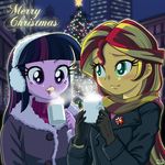  2girls christmas multiple_girls my_little_pony my_little_pony_equestria_girls my_little_pony_friendship_is_magic personification sunset_shimmer tagme twilight_sparkle uotapo 