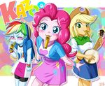  3girls applejack banjo kazoo multiple_girls my_little_pony my_little_pony_equestria_girls my_little_pony_friendship_is_magic personification pinkie_pie rainbow_dash tagme uotapo younger 