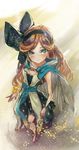  aqua_eyes bare_legs blush bracelet cape collarbone colored_eyelashes dress from_below granblue_fantasy hairband highres jewelry long_hair orange_hair p-rus sand sara_(granblue_fantasy) sketch solo standing 