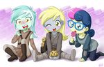  3girls bonbon_(my_little_pony) candy derpy_hooves lyra_heartstrings muffin multiple_girls my_little_pony my_little_pony_equestria_girls my_little_pony_friendship_is_magic personification tagme uotapo younger 
