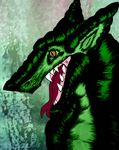  anthro dragon freind_(artest) fur htess htess_(artest) hybrid male open_mouth reptile scales scalie sergal simple_background slit_pupils smile solo teeth tongue tongue_out 