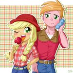  1boy 1girl applejack big_macintosh candy_apple my_little_pony my_little_pony_equestria_girls my_little_pony_friendship_is_magic personification tagme uotapo younger 