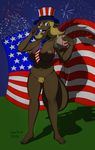  2016 4th_of_july anthro beaver beverly_(sailoranna) big_breasts blonde_hair blue_eyes breasts buckteeth burger female fireworks flag food hair hat hi_res holding_object looking_at_viewer mammal navel necktie nipples nude open_mouth open_smile outside pubes puffy_nipples pussy rodent sailoranna salute slightly_chubby solo standing teeth 