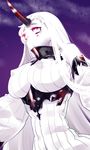  abi_(365tarte) bare_shoulders breasts claws covered_nipples detached_sleeves dress horn kantai_collection large_breasts long_hair pale_skin red_eyes ribbed_dress seaport_hime shinkaisei-kan solo very_long_hair white_hair 