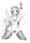  1girl black_hair breasts female iroha_(samurai_spirits) large_breasts maid maid_headdress monochrome sketch 